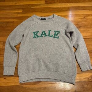 kale graphic grey sweatshirt with green letters